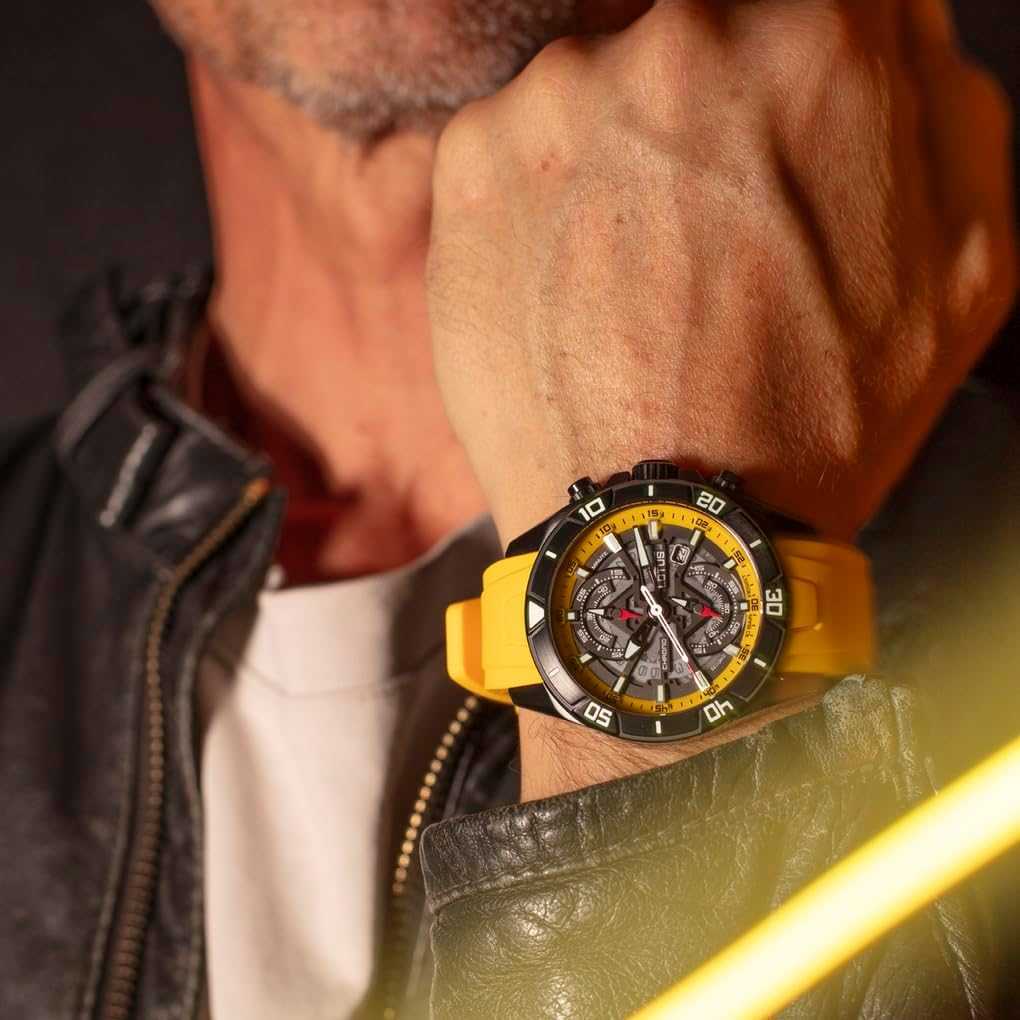 LOTUS Reloj Hombre Analógico de Caucho Amarillo