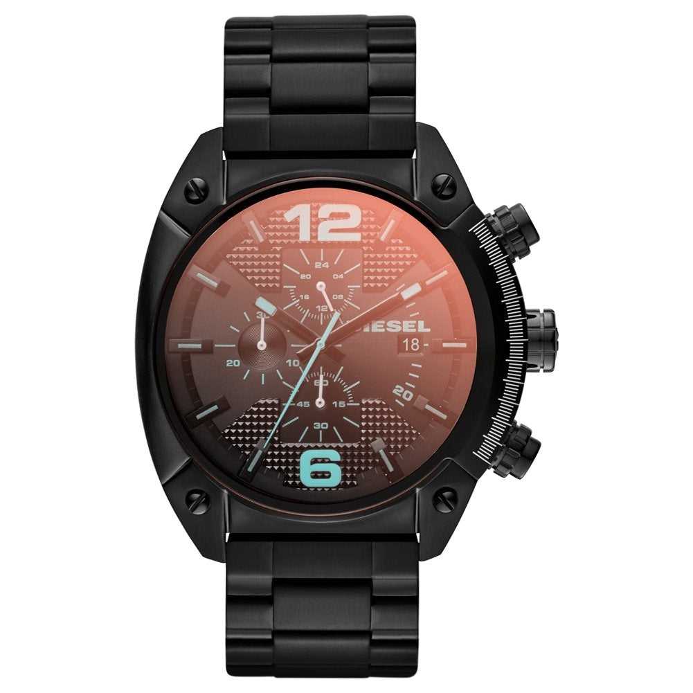 Diesel Overflow Reloj para Hombre, Movimiento Cronógrafo con Correa de Silicona, Acero Inoxidable o Piel