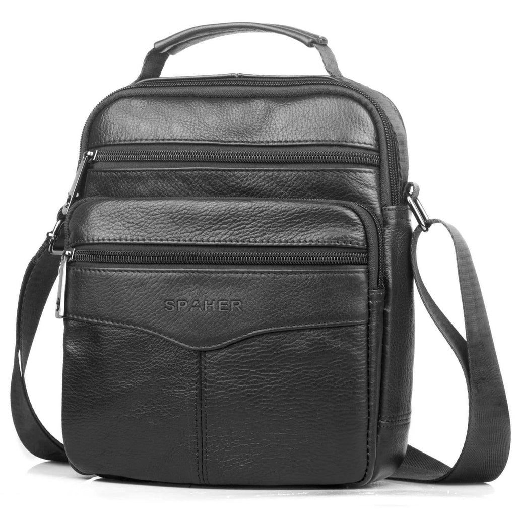 SPAHER Bandolera Hombre Piel Grande Bandolera Cuero Hombre Bolsos Caballero Bolso Mensajero Hombre Bandolera Bolso Hombre de Cuero Genuino Bolso de Piel Hombre