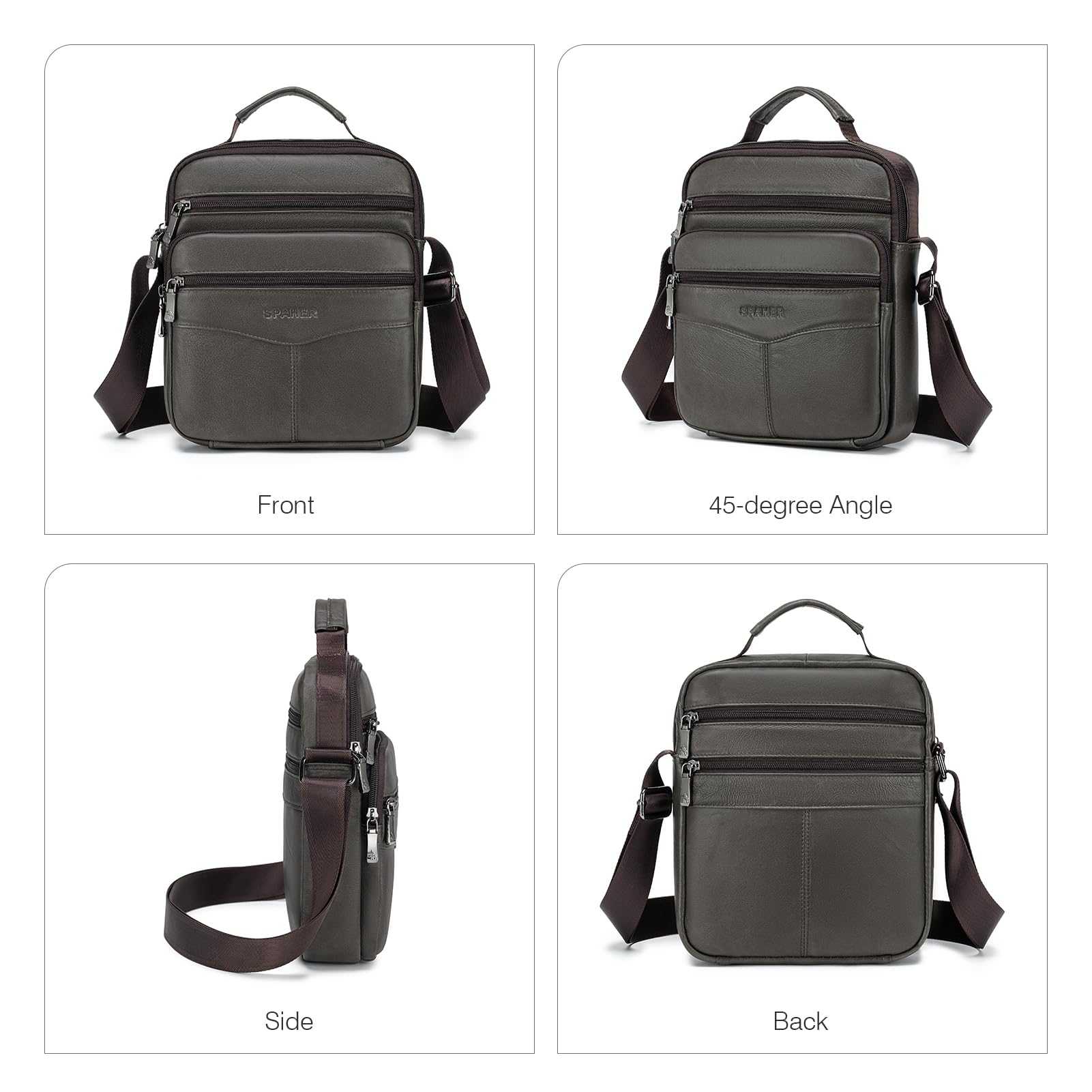 SPAHER Bandolera Hombre Piel Grande Bandolera Cuero Hombre Bolsos Caballero Bolso Mensajero Hombre Bandolera Bolso Hombre de Cuero Genuino Bolso de Piel Hombre