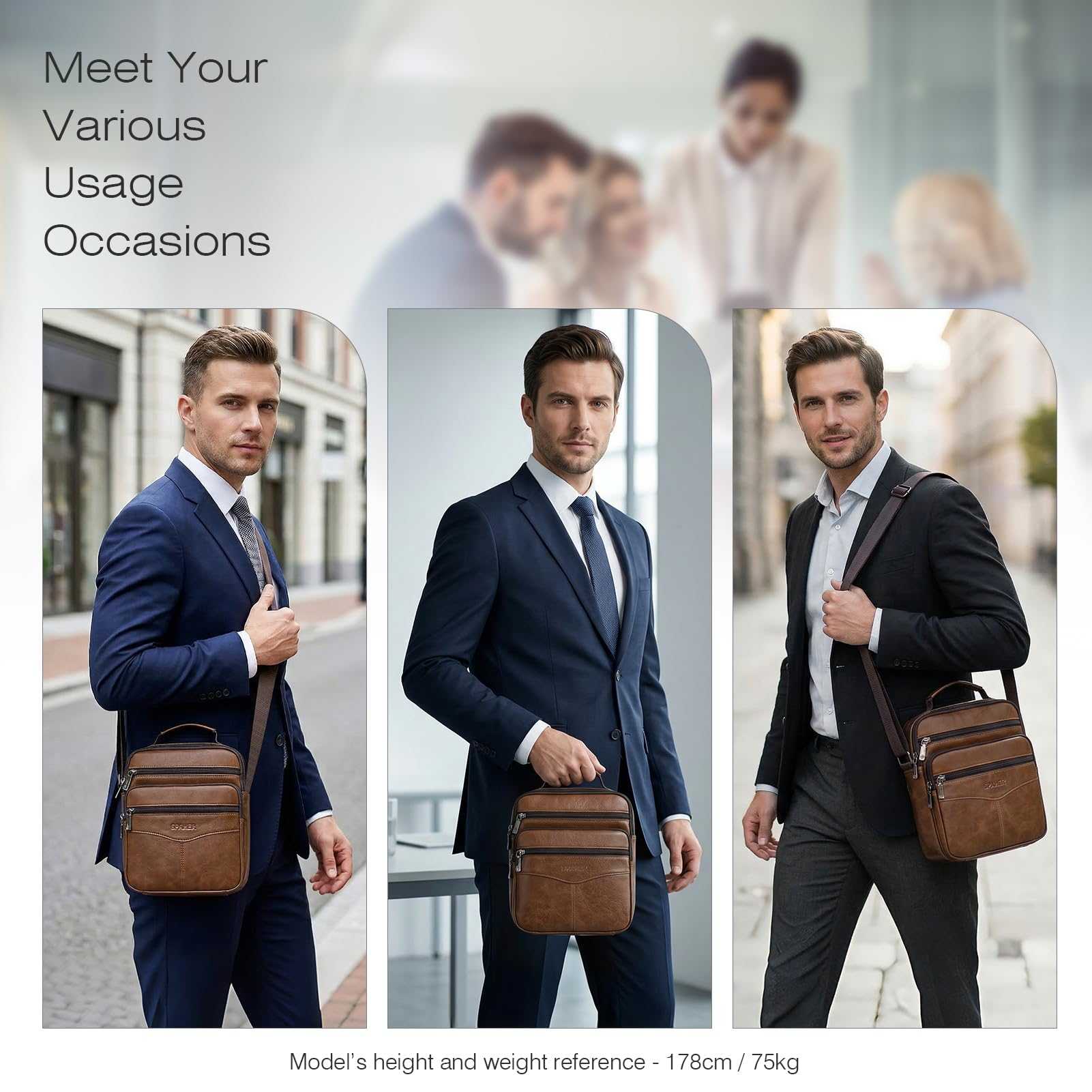 SPAHER Bandolera Hombre Piel Grande Bandolera Cuero Hombre Bolsos Caballero Bolso Mensajero Hombre Bandolera Bolso Hombre de Cuero Genuino Bolso de Piel Hombre