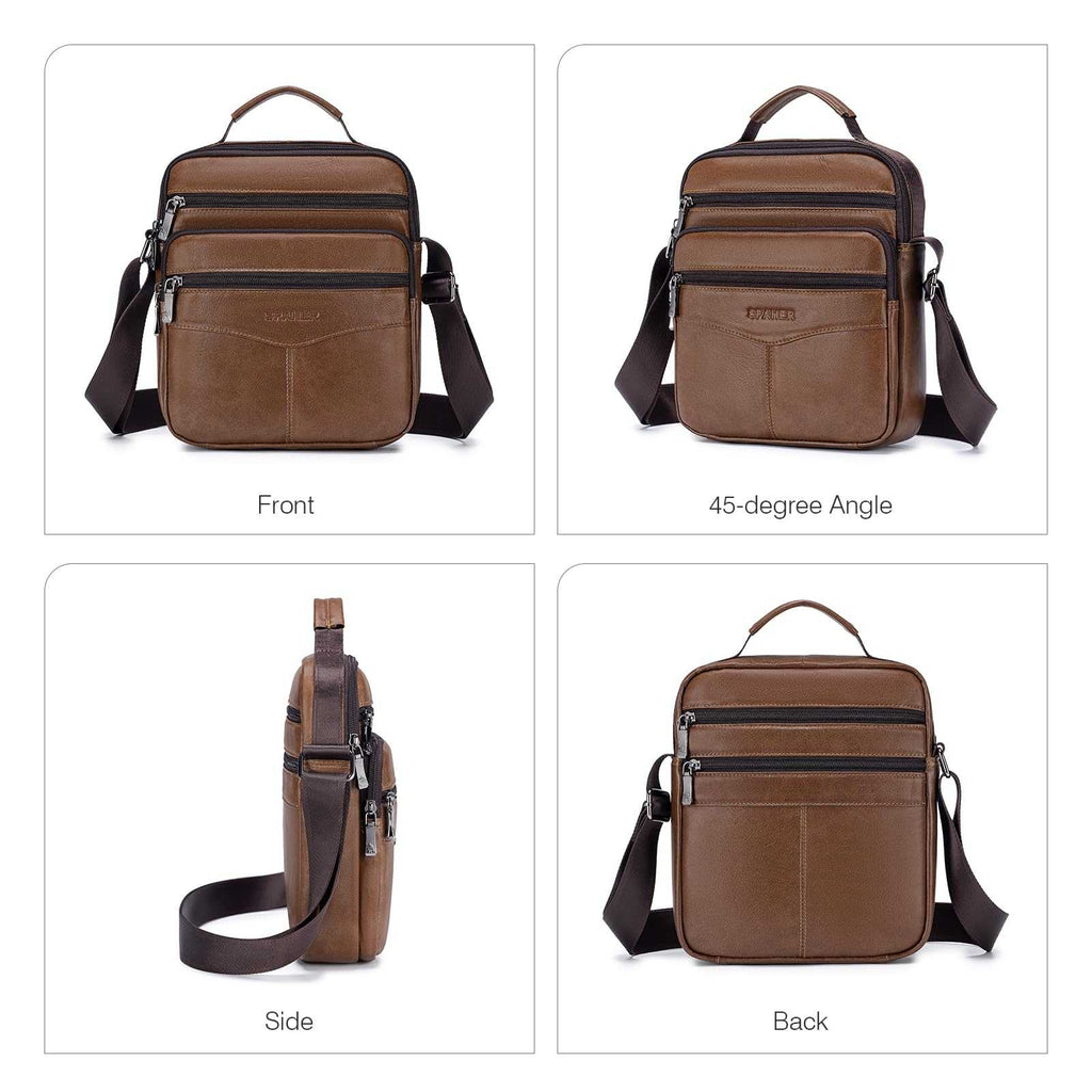 SPAHER Bandolera Hombre Piel Grande Bandolera Cuero Hombre Bolsos Caballero Bolso Mensajero Hombre Bandolera Bolso Hombre de Cuero Genuino Bolso de Piel Hombre