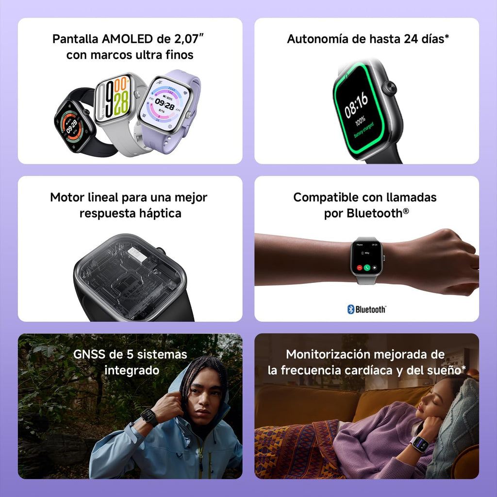 XIAOMI Redmi Watch 5 Active, Llamadas Bluetooth, Pantalla LCD de 2 Pulgadas, Monitor de frecuencia cardíaca, 140 Modos Deportivos, hasta 18 días de autonomía, Plata