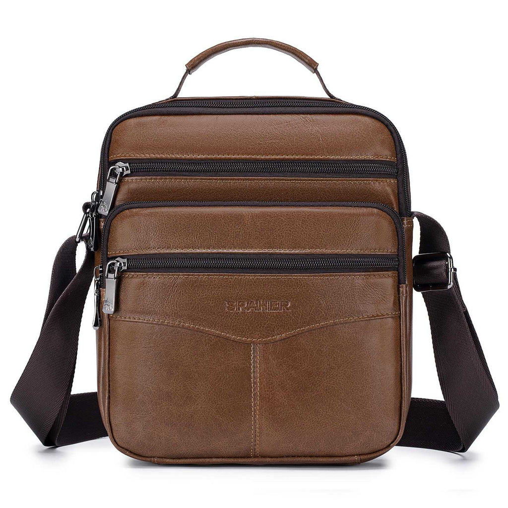 SPAHER Bandolera Hombre Piel Grande Bandolera Cuero Hombre Bolsos Caballero Bolso Mensajero Hombre Bandolera Bolso Hombre de Cuero Genuino Bolso de Piel Hombre