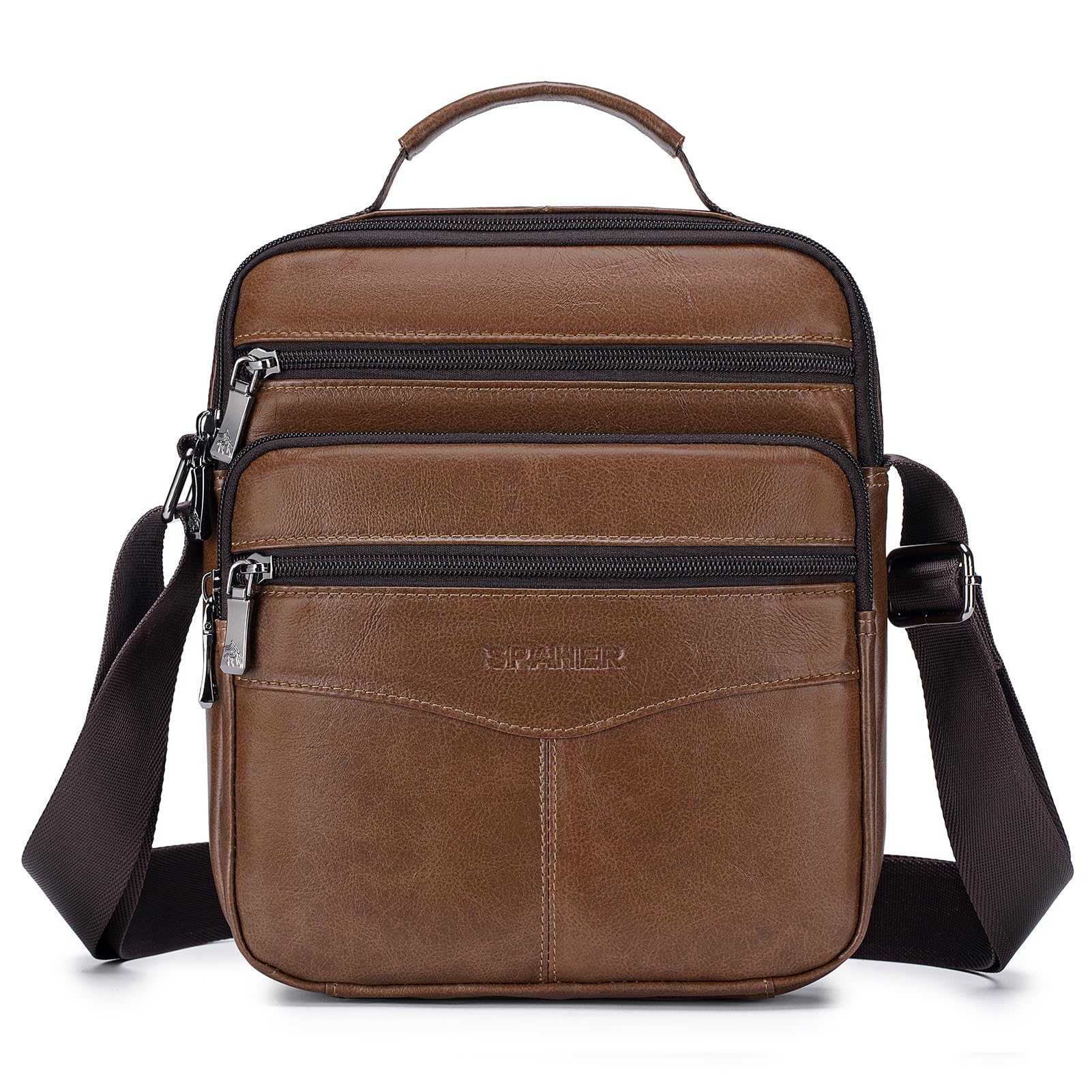 SPAHER Bandolera Hombre Piel Grande Bandolera Cuero Hombre Bolsos Caballero Bolso Mensajero Hombre Bandolera Bolso Hombre de Cuero Genuino Bolso de Piel Hombre