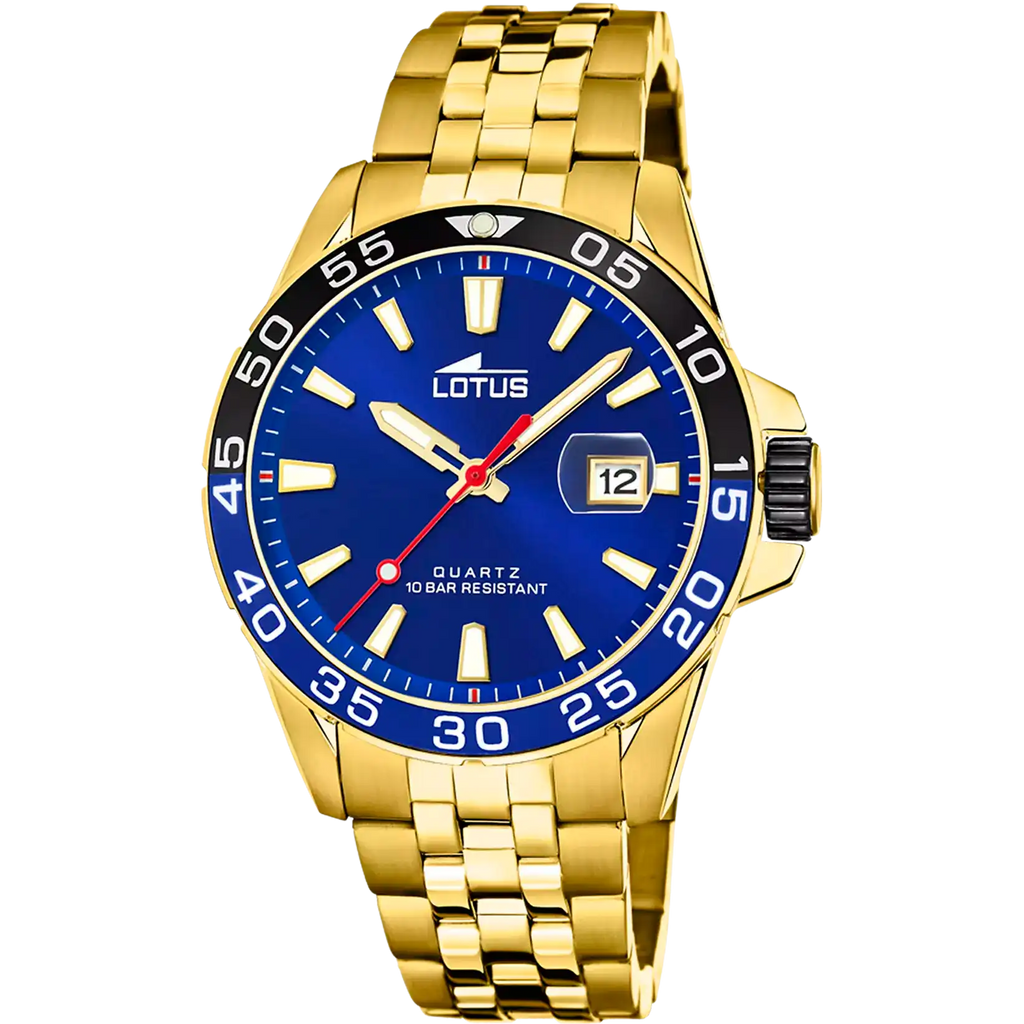 Reloj Lotus negro brazalete de acero inoxidable, hombre