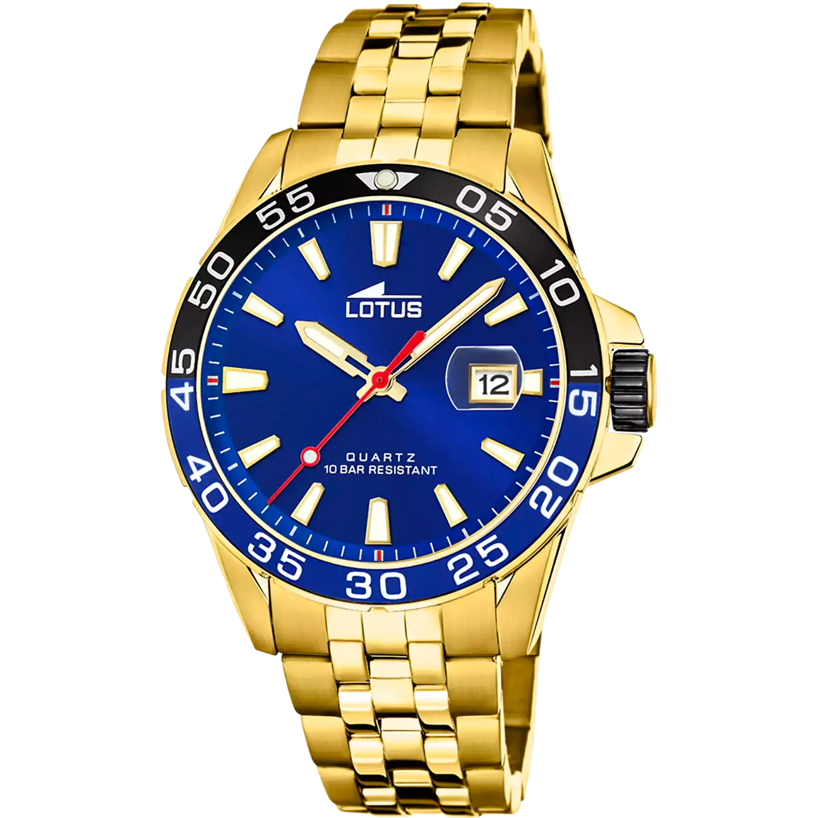 Reloj Lotus negro brazalete de acero inoxidable, hombre