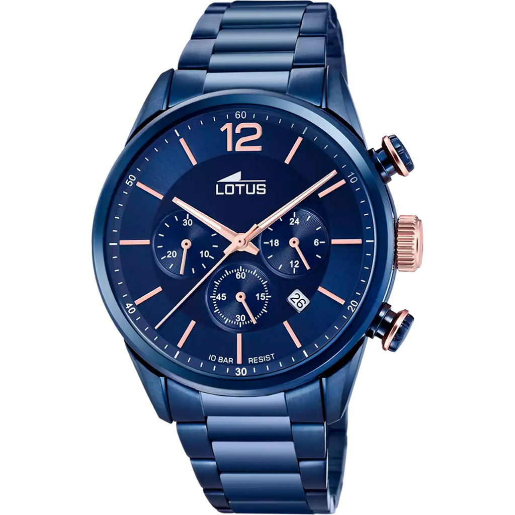RELOJ  LOTUS CHRONO CON ESFERA AZUL MECANICA ROSA DE HOMBRE