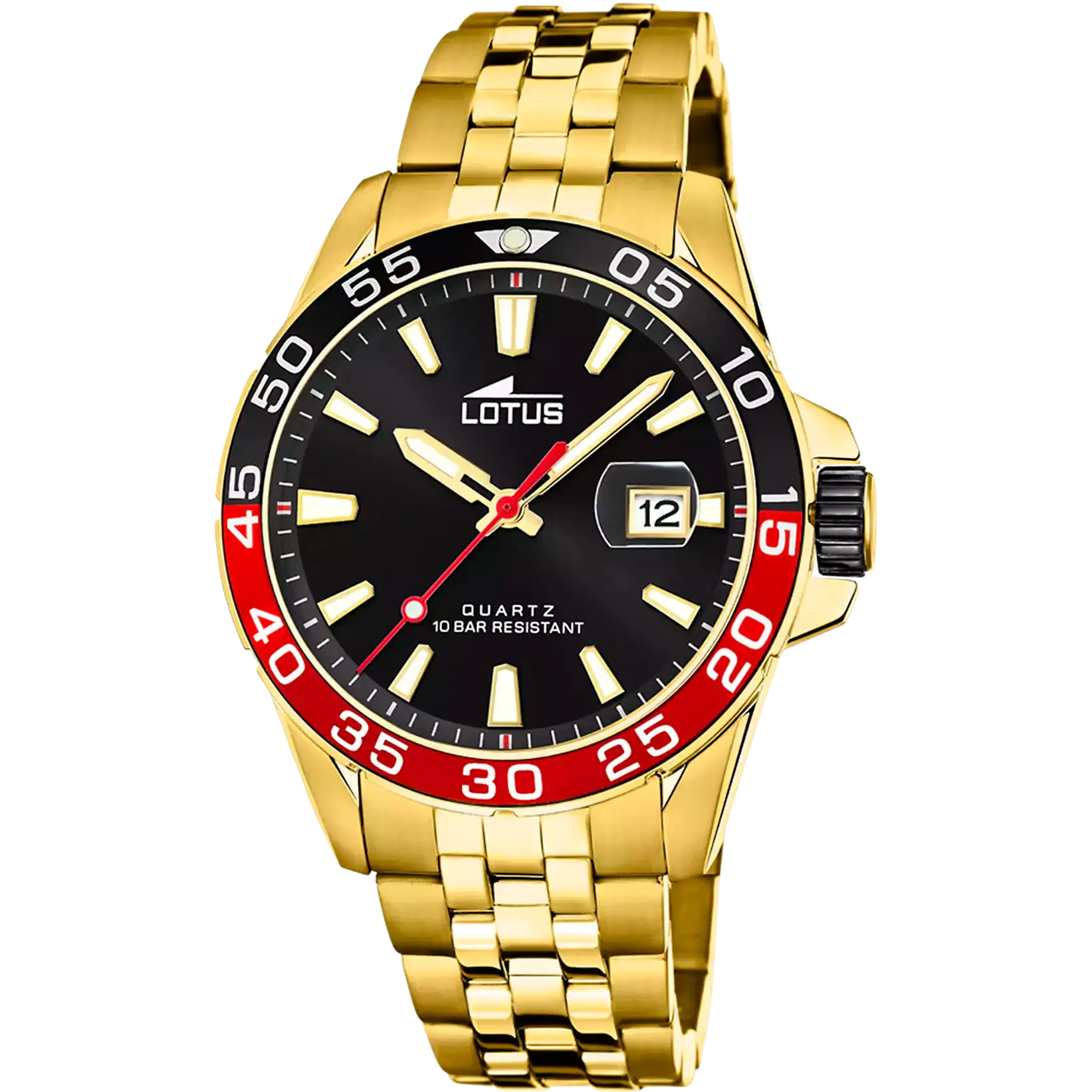 Reloj Lotus negro brazalete de acero inoxidable, hombre